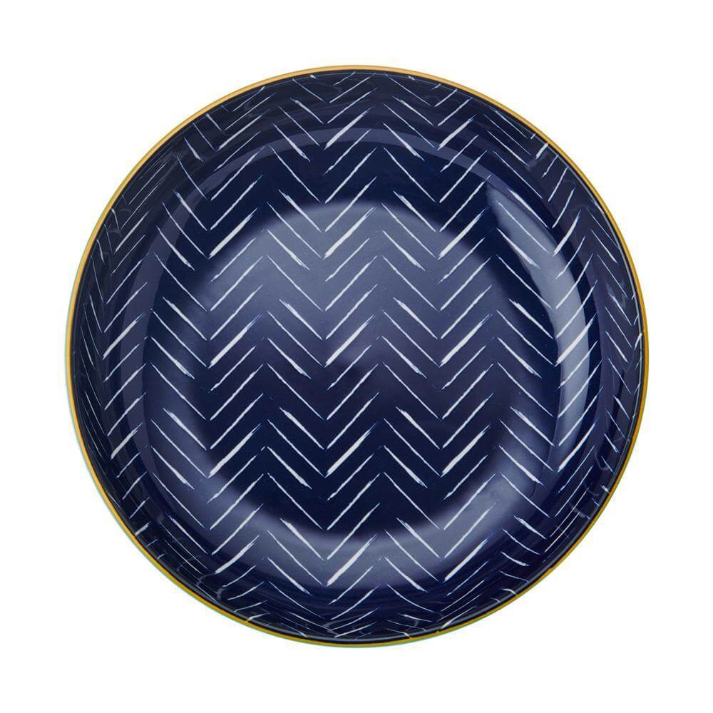 Kitchencraft Mikasa Indigo Chevron Ceramic Bowl